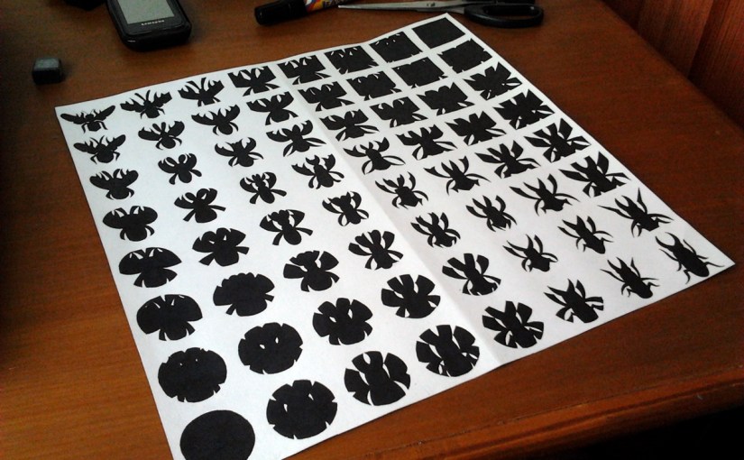 tugas nirmana transformasi bentuk, mengubah bentuk serangga menjadi bentuk kotak & lingkaran