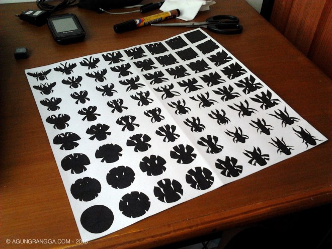 tugas nirmana transformasi bentuk, mengubah bentuk serangga menjadi bentuk kotak & lingkaran