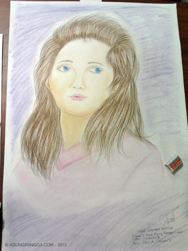 uas matkul gambar bentuk, disuruh menggambar wajah berdasarkan foto