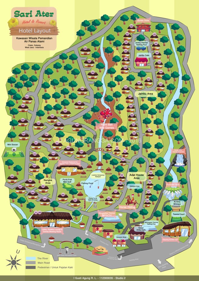 Infografis dari peta pemandian air panas Sari Ater