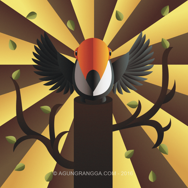 Menggambar burung tukan gaya artdeco
