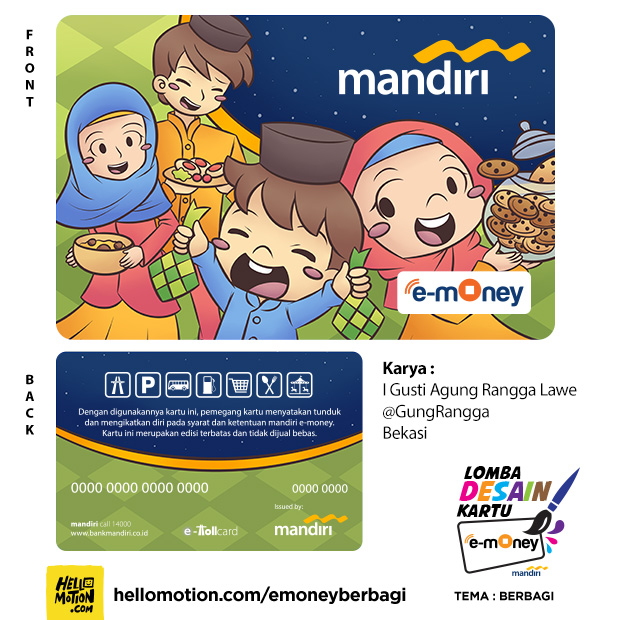 desain kartu Mandiri e-money Berbagi Kebersamaan