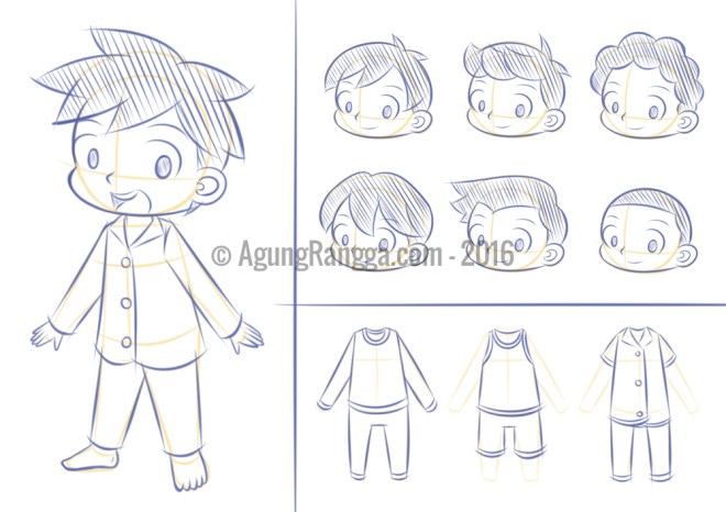 sketsa karakter anak-anak