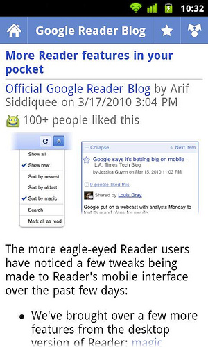 aplikasi Google Reader di Android