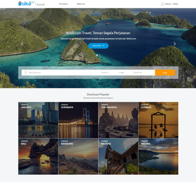 halaman awal Blibli Hotel