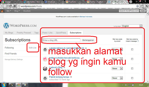 ini untuk mengedit & mengatur blog mana saja yang kamu follow/unfollow