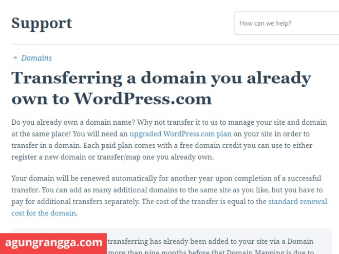 transfer domain ke wordpress.com