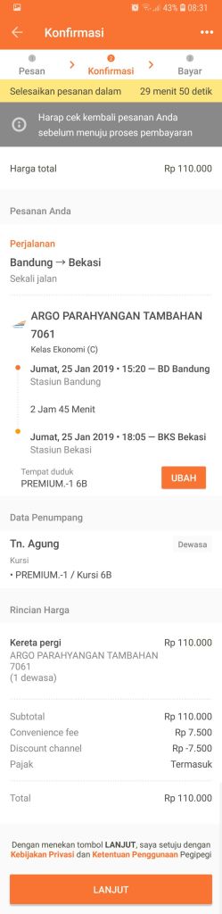 5 - Cek kembali dan konfirmasi data perjalananmu